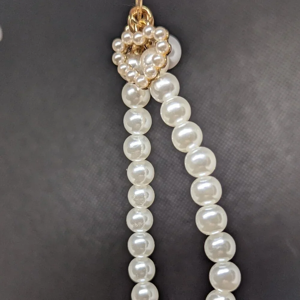 Bag charm, heart, faux pearls, gold tone, New! - Picture 2 of 4